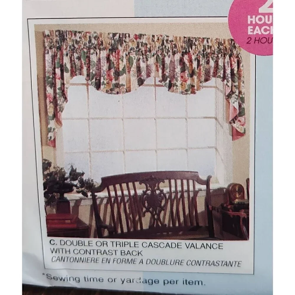 McCall's 8375/776 Window Treatment Valance Cascade Fishtail Regal Sewing Pattern